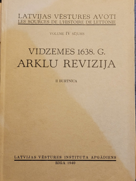 Vidzemes 1638.g. ARKLU  REVIZIJA II burtnīca