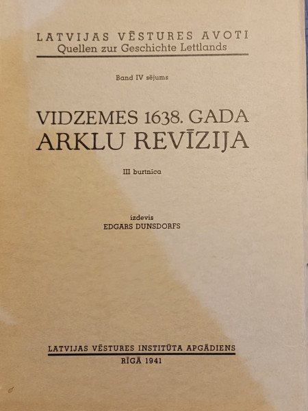 Vidzemes 1638.g. ARKLU  REVIZIJA  III burtnīca